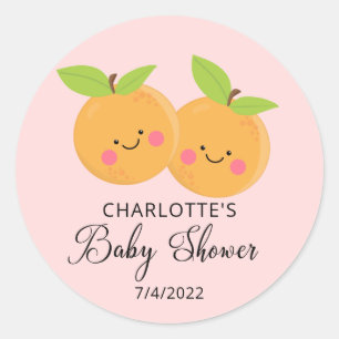 Little Cuties Twins Baby Shower Classic Round Sticker