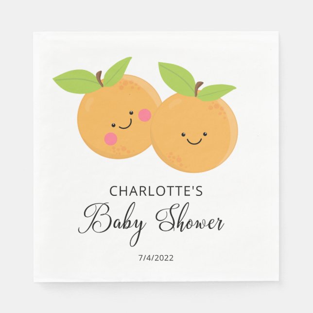 Little Cuties Twins Baby Shower Napkins (Front)
