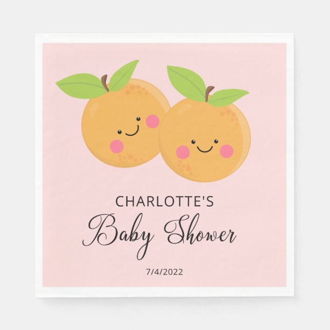 Little Cuties Twins Baby Shower Napkins (Front)