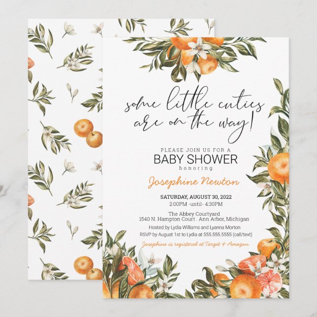 Little Cuties Twins or Multiples Baby Shower Invitation (Front/Back)