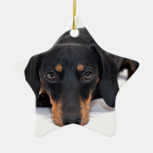 Little Dachshund Ceramic Tree Decoration