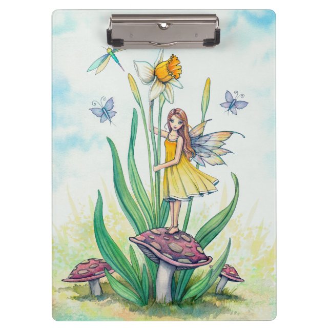 Little Daffodil Fairy Fantasy Art Clipboard (Front)
