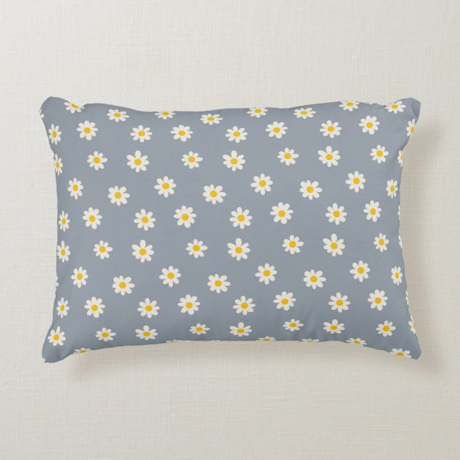 Little Daisies - dusty steel grey Decorative Cushion (Front)