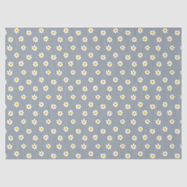 Little Daisies - dusty steel grey Tissue Paper (Front)