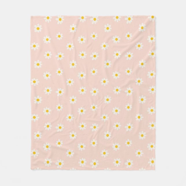 Little Daisies - soft apricot Fleece Blanket (Front)