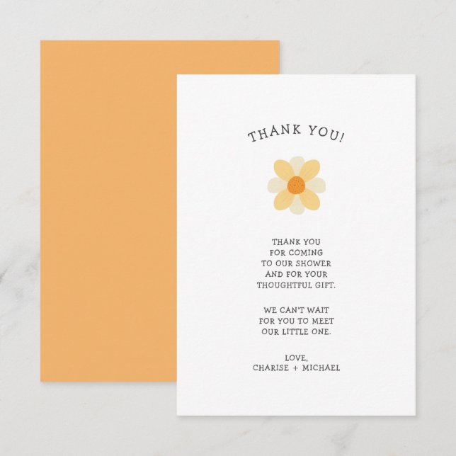 Little Daisy baby shower thank you note (Front/Back)