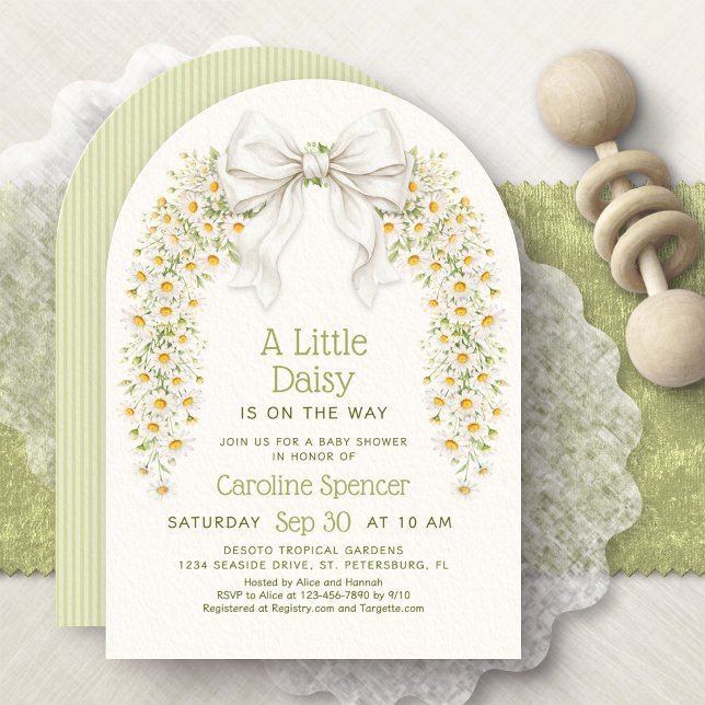 Little Daisy Bow Wildflower Baby Shower Invitation (Creator Uploaded)