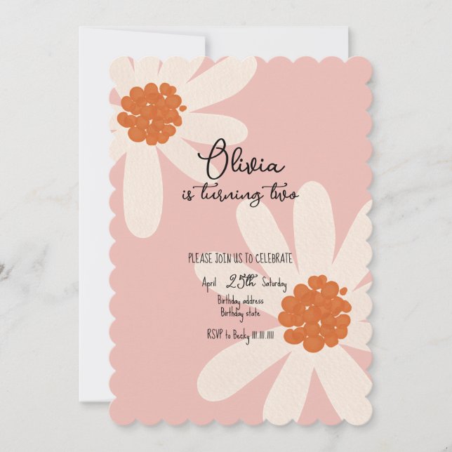 Little Daisy Theme Girl Birthday  Invitation (Front)