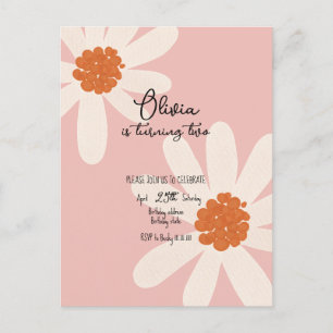 Little Daisy Theme Girl Birthday Invitation Postcard