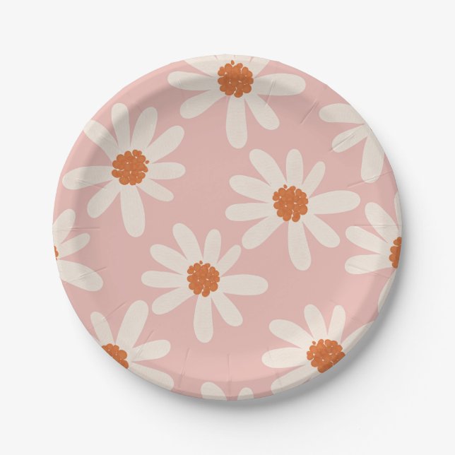 Little Daisy Theme Girl Birthday  Paper Plate (Front)