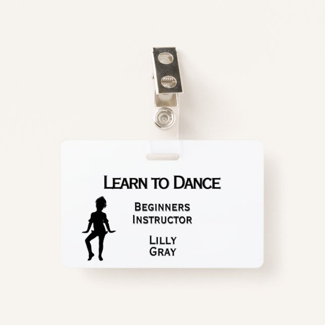 Little Dancer Custom Text 3 Areas Double Side ID Badge (Front with Clip)