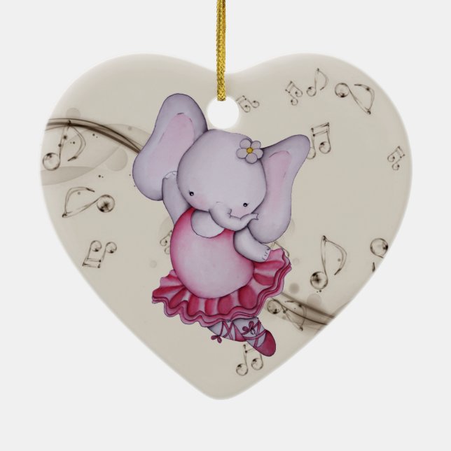 Little Dancing Ballerina Elephant Ornament (Back)