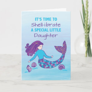 Little Daughter Birthday Sparkly Look Mermaid Card
