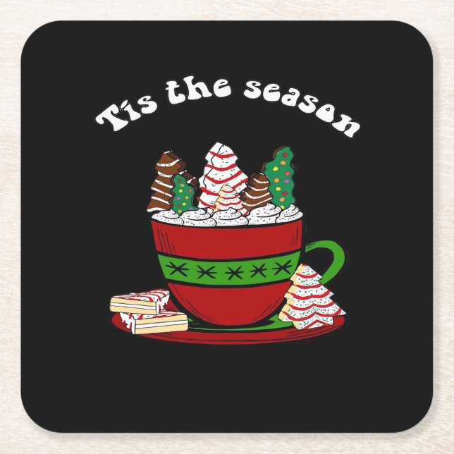 Little Debbie Tis The Season Square Paper Coaster (Front)