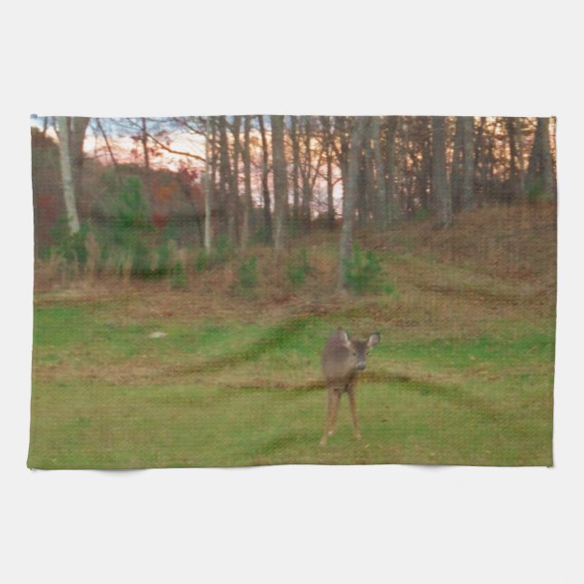 Little Deer &a Pink Sunset Tea Towel (Horizontal)