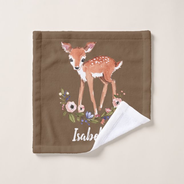 little deer baby personalised name wash cloth (Wash Cloth)