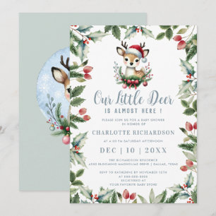 Little Deer Baby Shower Cute Winter Christmas Boy Invitation