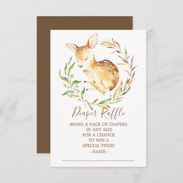 Little Deer Baby Shower Diaper Raffle Ticket Invitation (Front/Back)