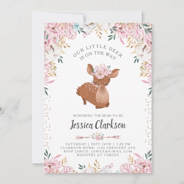 Little Deer Baby Shower Invitation (Front)