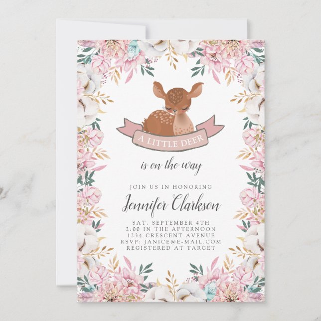 Little Deer Baby Shower Invitation (Front)