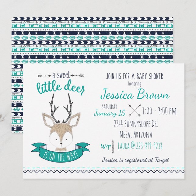 Little Deer Baby Shower Invitation (Front/Back)