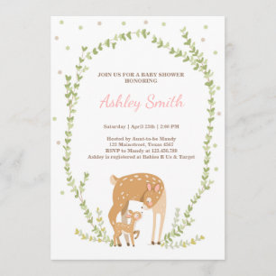 Little deer baby shower invitation Woodland Forest
