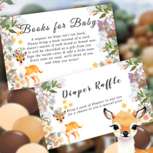 Little deer, Big Joy Pink flower Baby Shower theme Enclosure Card