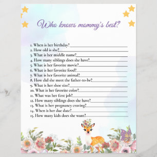 Little deer, Big Joy Pink flower Baby Shower theme Flyer
