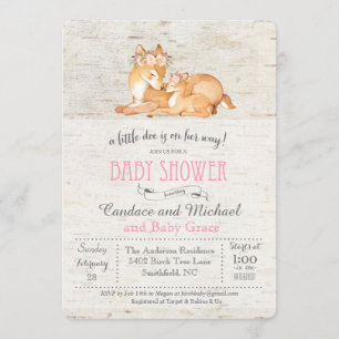 Little Deer Birch Girl Baby Shower Invitation