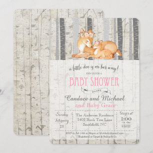 Little Deer Birch Girl Baby Shower Invitation