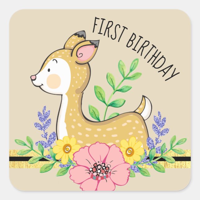 Little Deer Custom Text Sticker Sheet (Front)