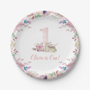 Little Deer First Birthday Party Personalised Paper Plate