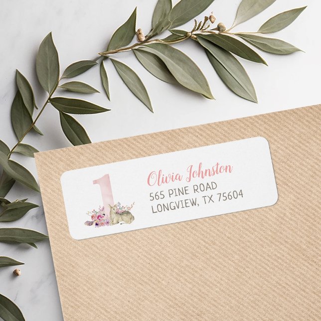 Little Deer First Birthday Party Return Address (Creator Uploaded)
