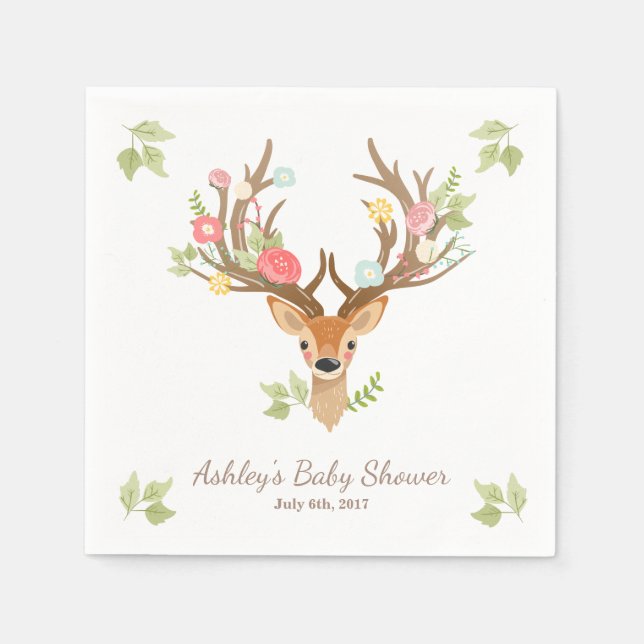 Little Deer Paper Napkin woodland Antlers Shower (Front)