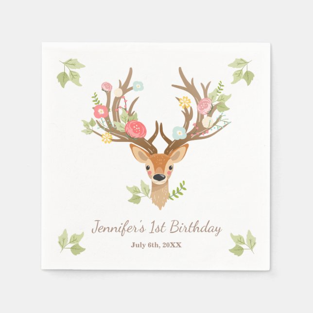 Little Deer Paper Napkin woodland Birthday Forest (Front)