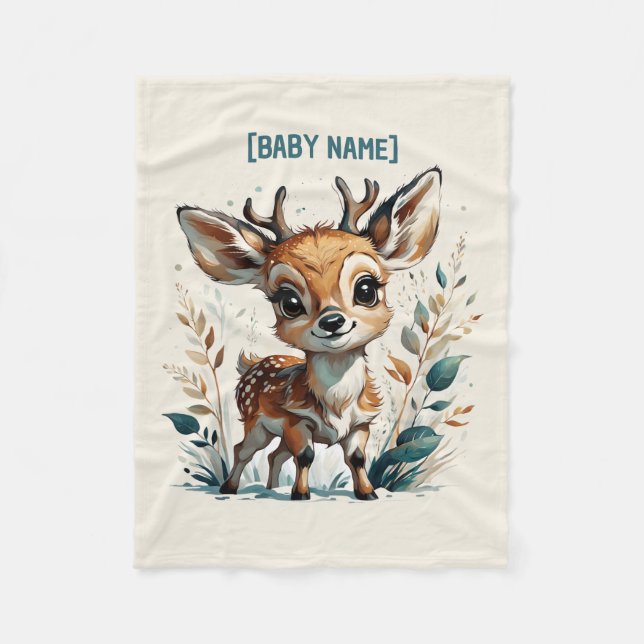 Little Deer Personalised Fleece Blanket (Front)