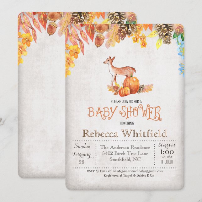 Little Deer Pumpkin Baby Shower Invitation (Front/Back)
