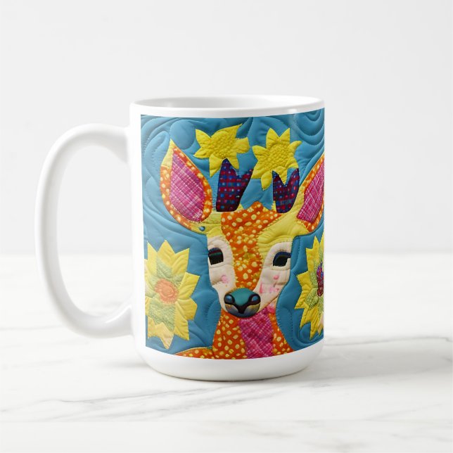 Little Deer Quilt Like Design  Coffee Mug (Left)