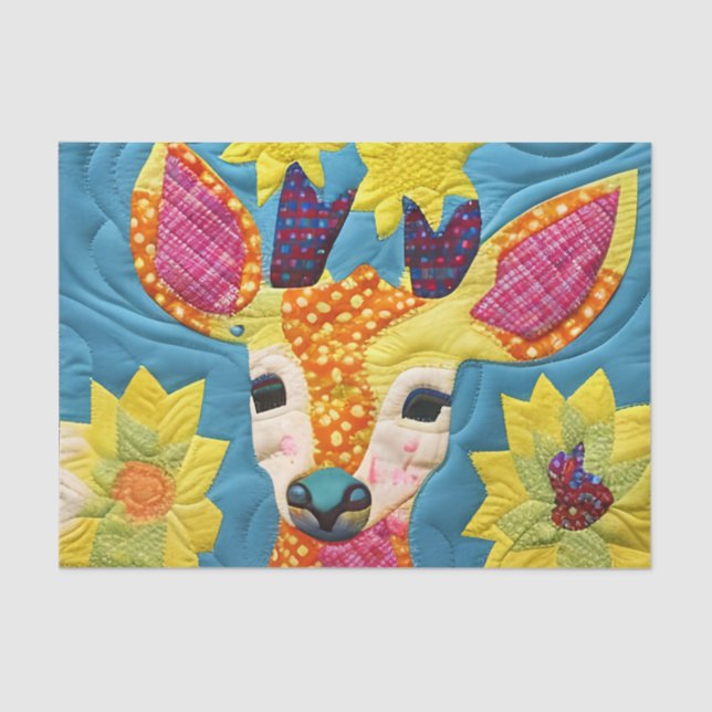 Little Deer Quilt Like Design  Tissue Paper (Front)