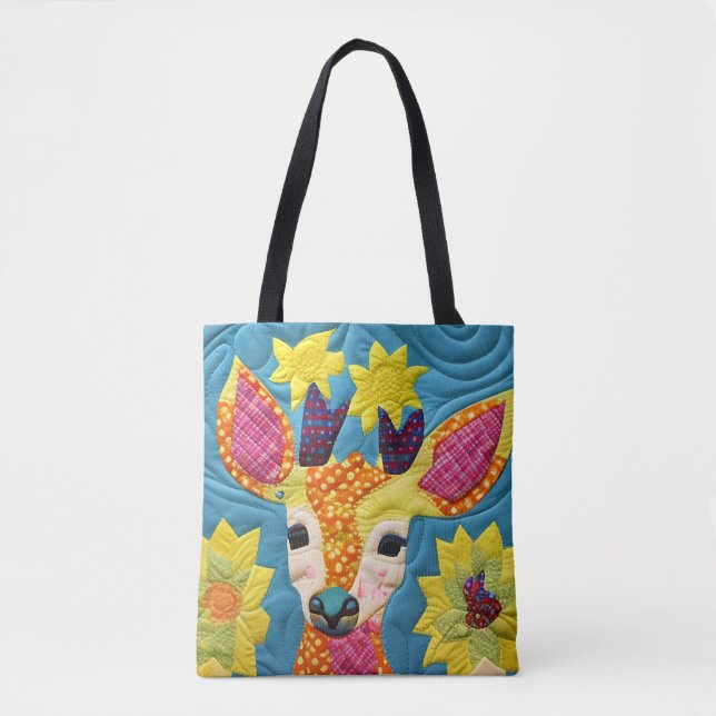 Little Deer Quilt Like Design  Tote Bag (Front)