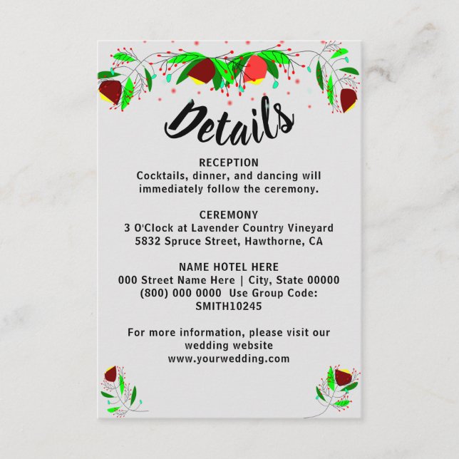 Little Details Flowers Wedding Detail Enclosure Card (Front)