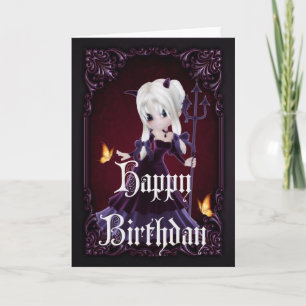 Little Devil 7 Gothic Happy Birthday Card