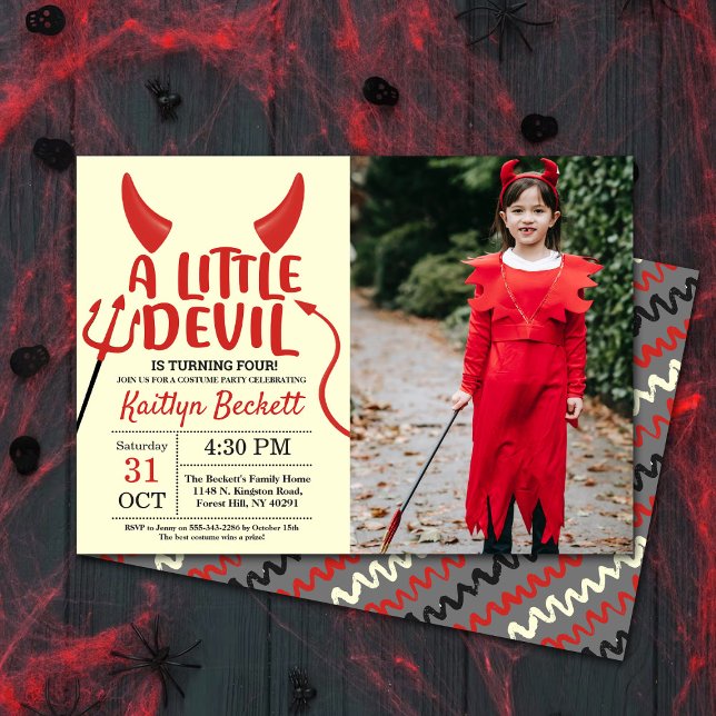 Little Devil Any Age Halloween Birthday Photo Invitation (Creator Uploaded)