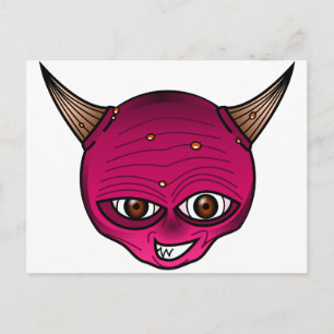 Little Devil Cartoon Head Face Horns Graphic Ympe Postcard