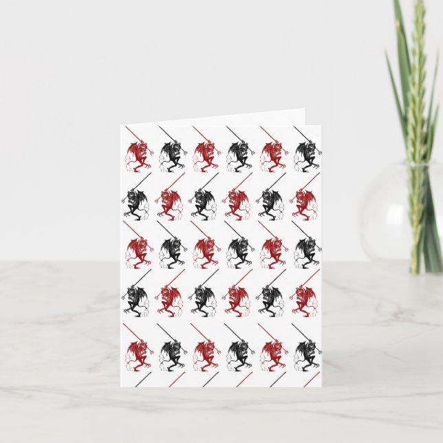 Little Devil Harlequin Pattern Red Black NOTE CARD (Front)