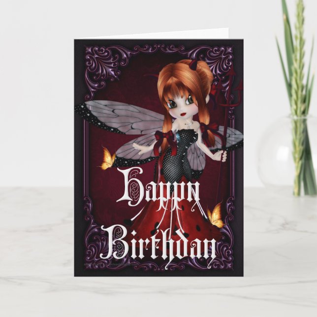 Little Devil Ladybug Design 3b Happy Birthday Card (Front)