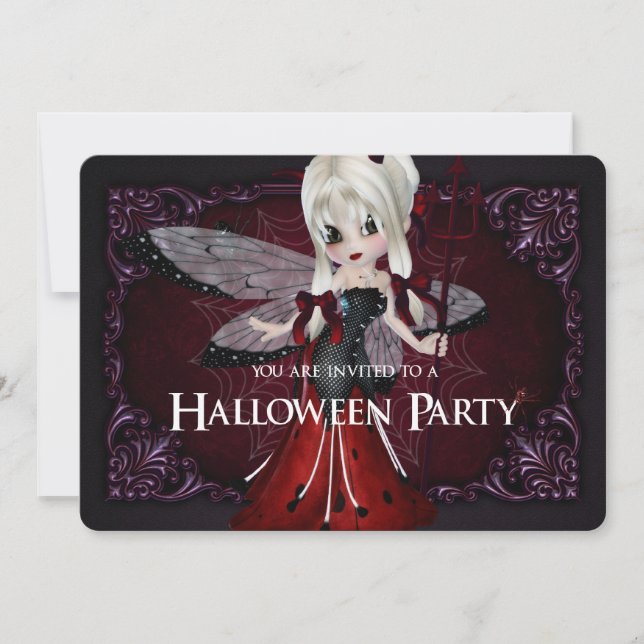 Little Devil Ladybug Fantasy Halloween Invite 2 (Front)