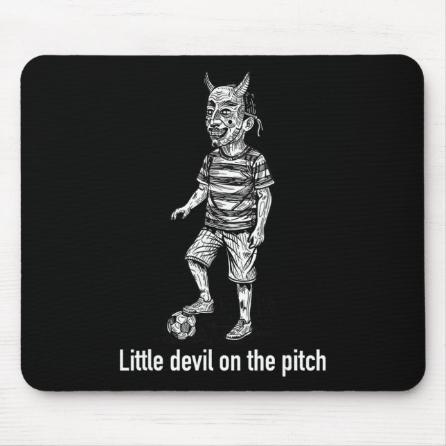 Little Devil On The Pitch Soccer  Mouse Mat (Front)