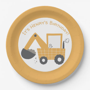 Little Digger Construction Birthday Paper Plate