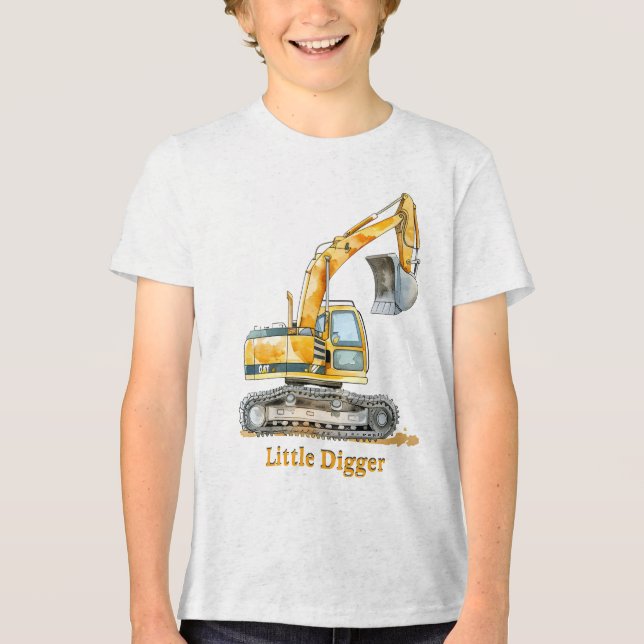 Little Digger Construction Machine Tri-Blend Shirt (Front)